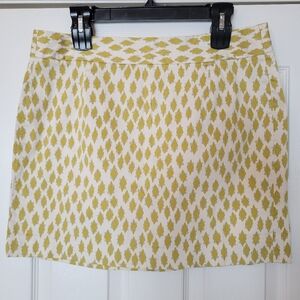 J.Crew Womens A Line Skirt Green White Diamond Above Knee Stretch Zip 14